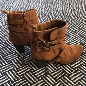 Brown suede ankle boots